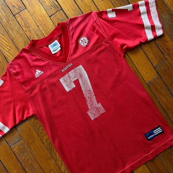 Vintage 90s Adidas University of Nebraska Football Jersey Women S Red White - Picture 2 of 7